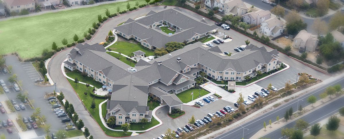 Aerial view of a seniors housing campus